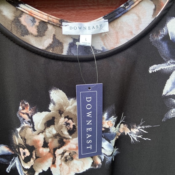 NWT DownEast Black Floral Flower Power Dress Women's Size L - Picture 3 of 7